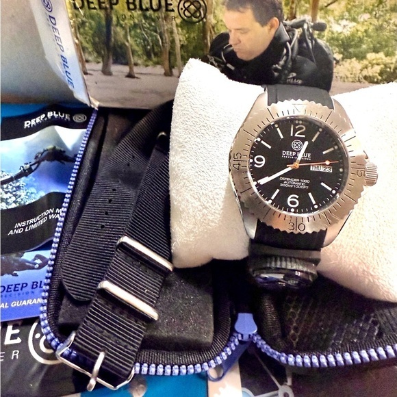 DEEP BLUE Other - DEEP BLUE Defender Day Date Luxury Sport Dive Watch